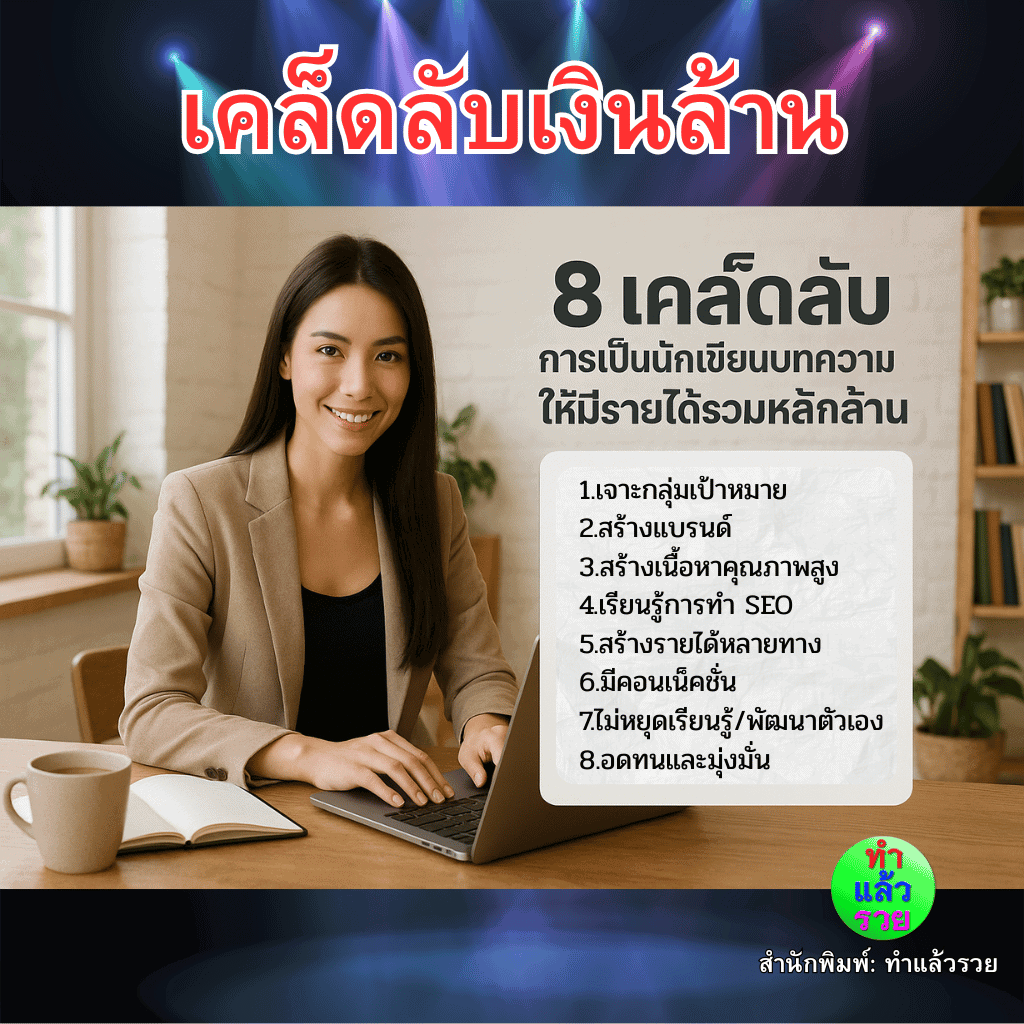 8เคล็ดลับการเป็นนักเขียนบทความให้มีรายได้รวมหลักล้าน